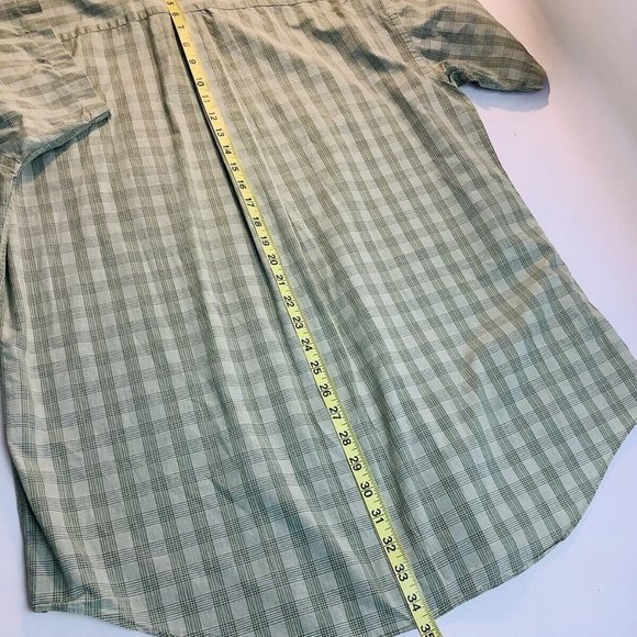 L L Bean Mens Size L Button Down Short Sleeve Pocket Shirt Green - Picture 5 of 7